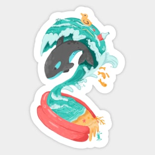 Killer Whale in a Kiddie Pool Tsunami Sticker